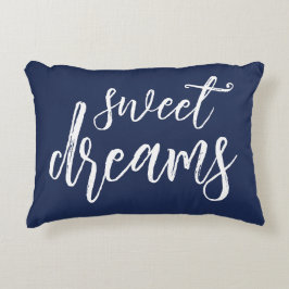 Navy und Pink Sweet Dreams Hand Letters Dekokissen