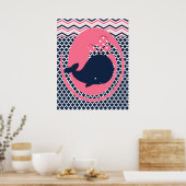 Navy und Pink Whale Kinderzimmer Poster (Küche)