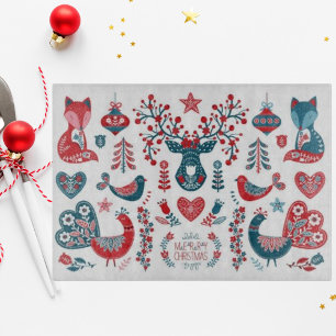 Navy und Red Christmas Scandinavian Folk Art Schneidebrett