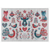 Navy und Red Christmas Scandinavian Folk Art Schneidebrett (Vorderseite)