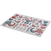 Navy und Red Christmas Scandinavian Folk Art Schneidebrett (Ecke)