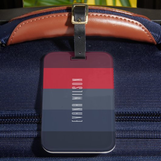 Navy und Red Minimal Color Block Stripes Gepäckanhänger (Vorderseite Insitu 2)