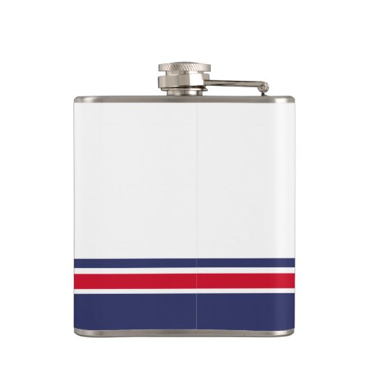 Navy und Red Nautic Stripes Flachmann (Rückseite)