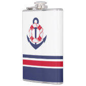 Navy und Red Nautic Stripes Flachmann (Links)