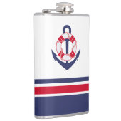 Navy und Red Nautic Stripes Flachmann (Rechts)