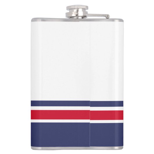 Navy und Red Nautic Stripes Flachmann (Rückseite)