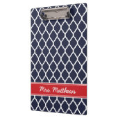 Navy und Red Quatrefoil Custom Monogram Klemmbrett (Links)