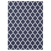 Navy und Red Quatrefoil Custom Monogram Klemmbrett (Rückseite)