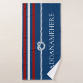 Navy und Red Stripes Rope Knot Nautic Badetuch Badehandtuch (Badehandtuch)