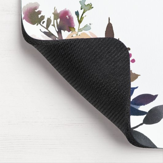 Navy und rosa Aquarellblumen Mousepad (Ecke)
