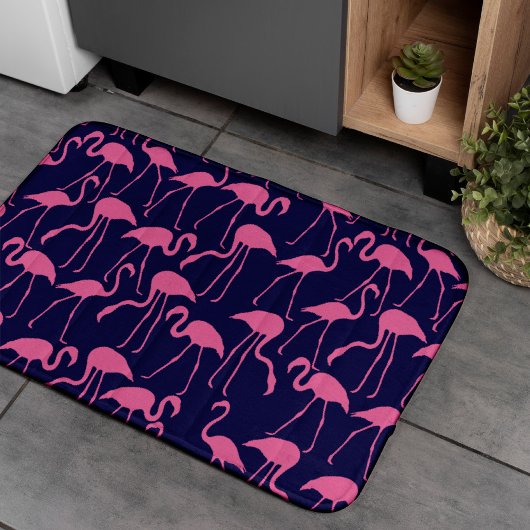 Navy und rosa Flamingo Muster Badematte