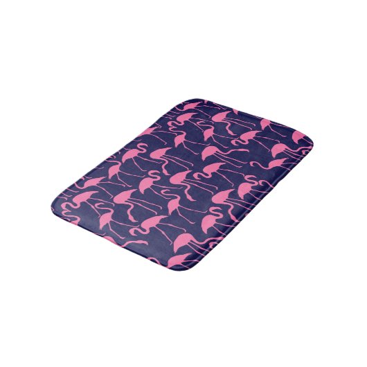 Navy und rosa Flamingo Muster Badematte (Schrägansicht)