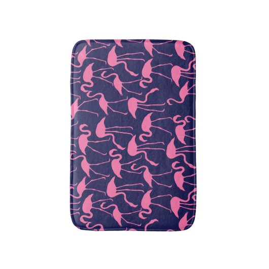 Navy und rosa Flamingo Muster Badematte (Vorderseite Vertikal)