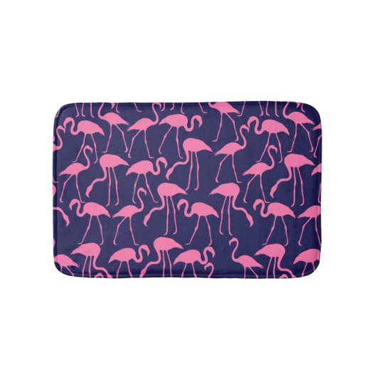 Navy und rosa Flamingo Muster Badematte (Vorderseite)