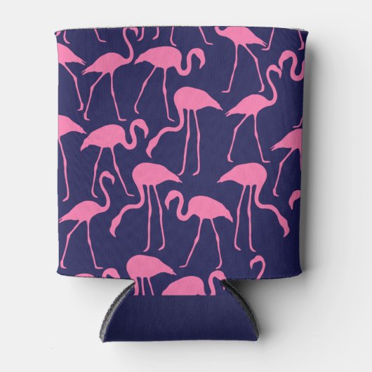 Navy und rosa Flamingo Muster Dosenkühler (Vorderseite)