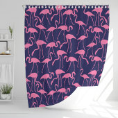 Navy und rosa Flamingo Muster Duschvorhang