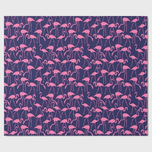 Navy und rosa Flamingo Muster Geschenkpapier (Flach)