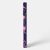 Navy und rosa Flamingo Muster iPhone Hülle (Linke Seite)