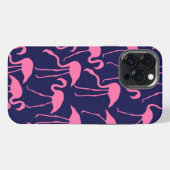 Navy und rosa Flamingo Muster iPhone Hülle (Rückseite (Horizontal))