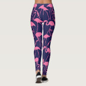 Navy und rosa Flamingo Muster Leggings (Rückseite)
