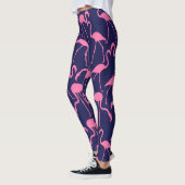 Navy und rosa Flamingo Muster Leggings (Links)