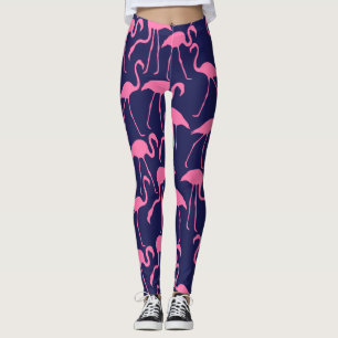 Navy und rosa Flamingo Muster Leggings