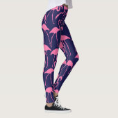 Navy und rosa Flamingo Muster Leggings (Rechts)