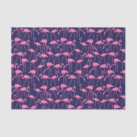 Navy und rosa Flamingo Muster Seidenpapier (Vorderseite)