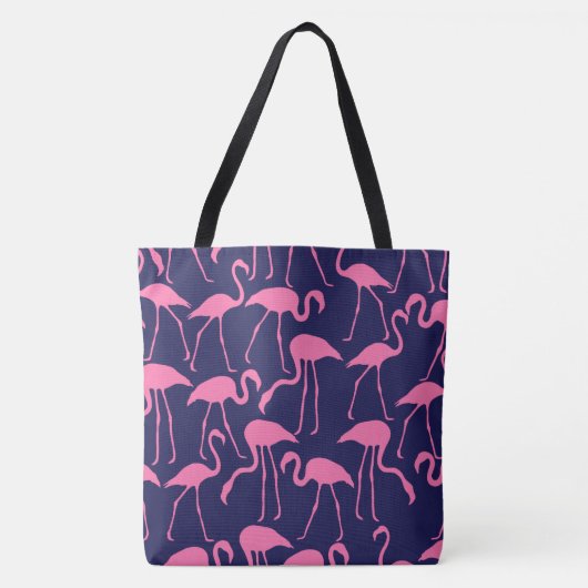 Navy und rosa Flamingo Muster Tasche (Vorderseite)