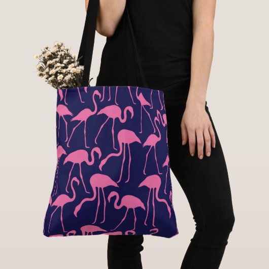 Navy und rosa Flamingo Muster Tasche (Von Nahem)