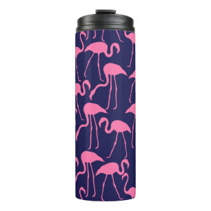 Navy und rosa Flamingo Muster Thermosbecher