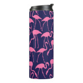 Navy und rosa Flamingo Muster Thermosbecher (Nach links gedreht)
