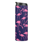 Navy und rosa Flamingo Muster Thermosbecher (Nach rechts gedreht)
