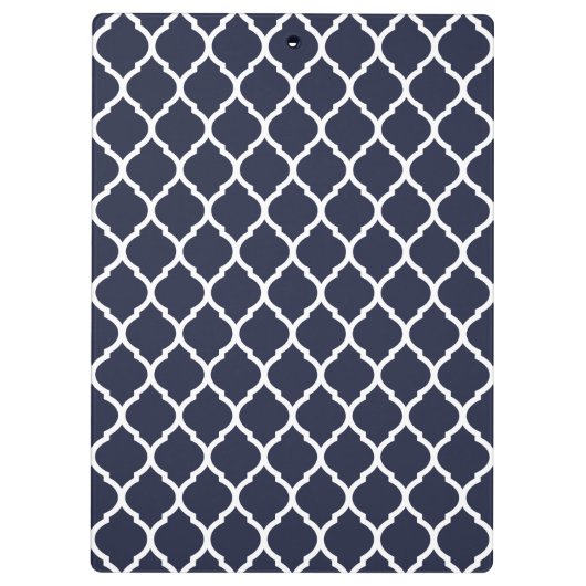 Navy und rosa Quatrefolie Custom Monogram Klemmbrett (Rückseite)