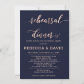 Navy und Rose Gold Elegantes Script Probe Dinner Einladung (Vorderseite)