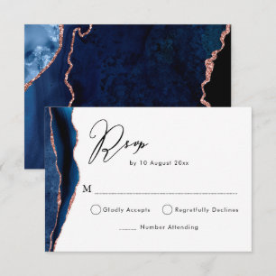 Navy- und Roségold-Achat-RSVP-Karte RSVP Karte