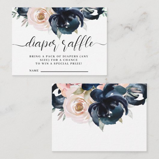 Navy und rot rosa Windel Gewinnspiel Verlosungskar Begleitkarte (Vorne/Hinten)