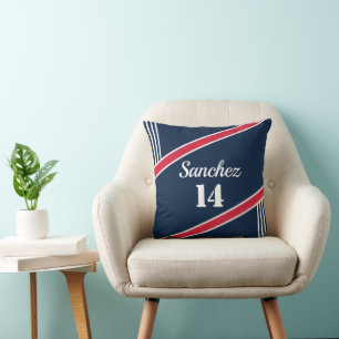 Navy- und Rot-Sport-Wurfkissen inspiriert Kissen