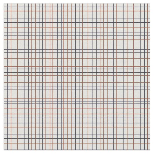 Navy und Rust Grid auf hellgrau (fast weiß) Stoff (Nahaufnahme)