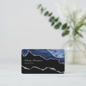 Navy und Silber-Achat-Edelstein QR-Code Visitenkarte (Stehend Vorderseite)