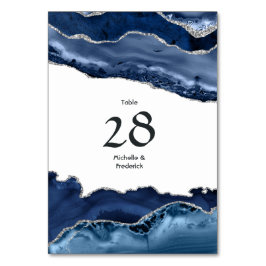 Navy- und Silber-Achat-Hochzeit Tischnummer