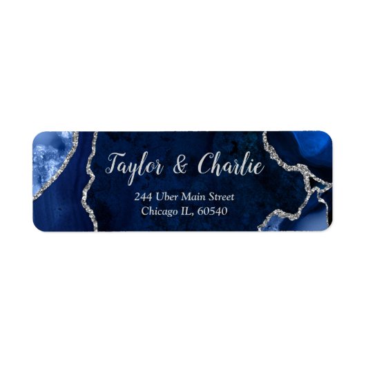 Navy und Silber Achat-Marmor-Hochzeit (Vorne)