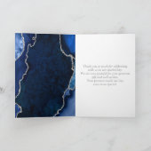 Navy und Silber Achat-Marmor-Hochzeit Dankeskarte (Innenseite)