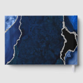 Navy und Silber Achat-Marmor-Hochzeit Gästebuch (Rückseite)