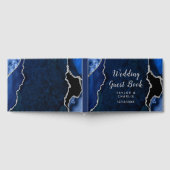 Navy und Silber Achat-Marmor-Hochzeit Gästebuch (Voll)