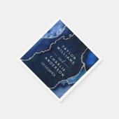 Navy und Silber Achat-Marmor-Hochzeit Serviette (Ecke)