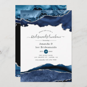 Navy und Silver Agate Bridesmaids Luncheon Einladung