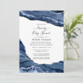 Navy- und Silver Agate Drive by Dusche Einladung (Stehend Vorderseite)