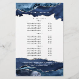Navy und Silver Agate Wertvoll Stone Corporate Flyer