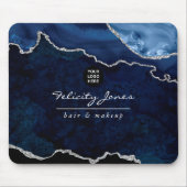 Navy und Silver Agate Wertvoll Stone Corporate Mousepad (Vorne)